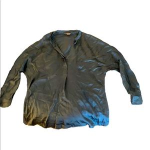 VINCE Silk Oversized VNeck LongSleeve Tunic Blouse